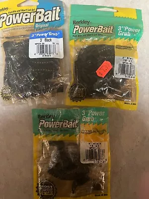 (LOT OF 3) BERKLEY POWERBAIT 3  Power Grub Black • $5.50