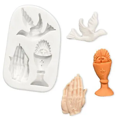 1Pc Dove Of Peace Hand Cross Shape Silicone Mold DIY Cake Decorating Tool • £4.43