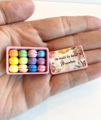 $6.99 • Buy Miniature Handmade Bag Tin Box 10pcs French Macaroon Cake 1:6 Dollhouse Dessert