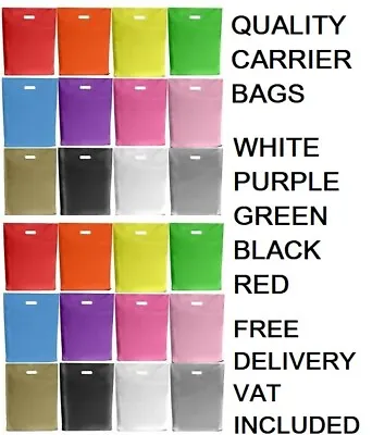 £5.99 • Buy Plastic Carrier Bags Multi Listing All Sizes Styles Patch Handle Shopping Strong