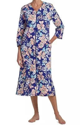 MISS ELAINE Plus Size Floral Zip-Front Nightgown Size Large $90 NWOT • $25