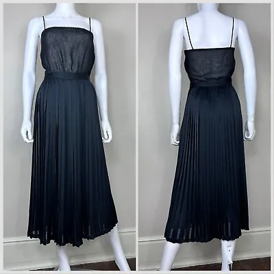 Vintage 1980s Sheer Black Sleeveless Midi Dress 80s Halston III • $75