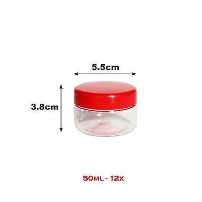 £7.49 • Buy Plastic Storage Jar With Screw Top Lids Candy Food Containers Clear Pots 50ml