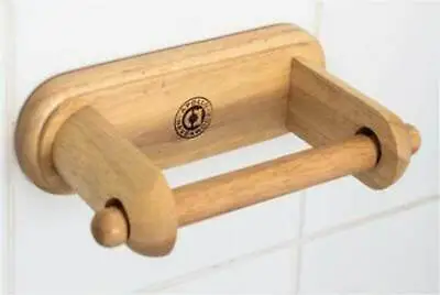 £8.89 • Buy Hevea Wood Toilet Loo  Paper Roll Holder Wooden Bathroom Wall Mounted By Apollo