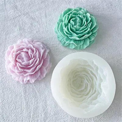 Peony Rose Flower Scented Candle Silicone Mold DIY Petal Handmade Soap Mould UK • £6.17