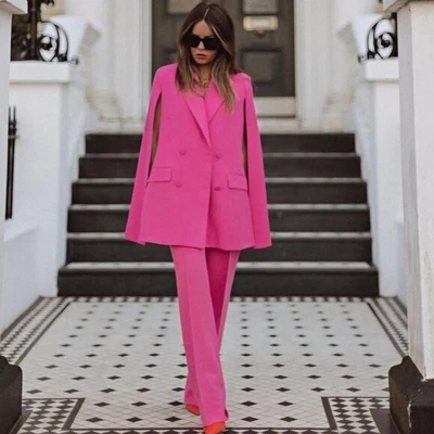 $128 • Buy Zara Cape Blazer With Pockets Bloggers Favorite Size S Pink NWT