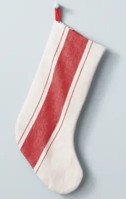 NWT Christmas Holiday Stocking Hearth & Hand W/ Magnolia-Red/Cream Center Stripe • $12.49