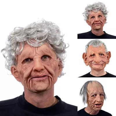 Old Man Woman Latex Mask Male Female Disguise Realistic Masks Halloween Cosplay • $23.36