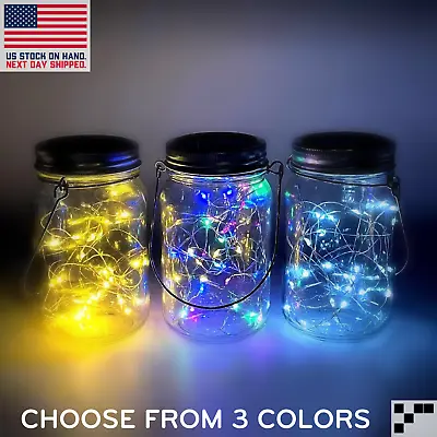 Solar Mason Jar Lights 30 LED String Waterproof  Outdoor Patio Hanging Lamp • $26.95