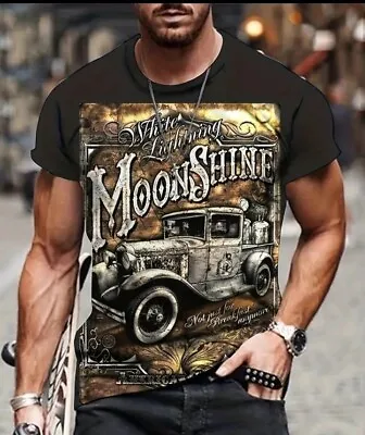 MOONSHINE TRUCK Medium T SHIRT WHITE LIGHTNING Polyester  • $11.60