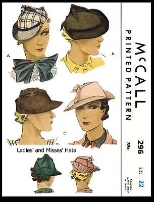 McCall #296 Unique Hats Caps Fabric Sewing Pattern Chemo Cancer Alopecia 22   • $5.49