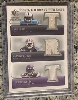 Peterson Lynch Henry 2007 UD SP Rookie Triple Rookie Threads Jersey Card TRT-PHL • $48.88