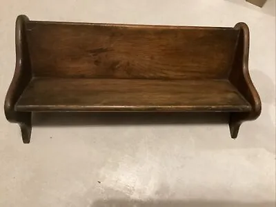 Antique Mahogany Solid Wood Desktop Trough Book Rack Shelf • £25