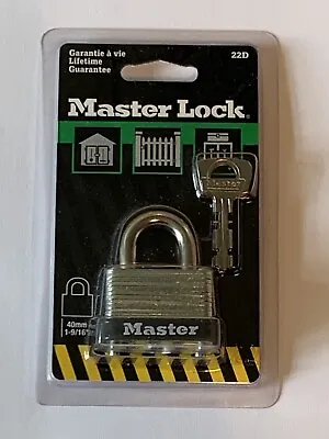 Master Lock Padlock 22D.  1-1/2  Laminated Steel Warded  1/4  Shackle • £7.99