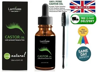 £4.40 • Buy New 100% Pure Organic Castor Oil For Eyelashes Eyebrow Hair Growth Body Care Oil