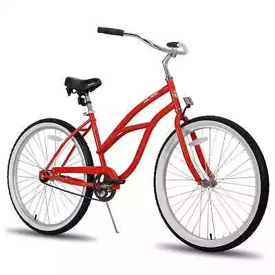 Hiland 26  Adult Jade Classic Red Beach Cruiser Bike Single Speed Unisex • $289.99