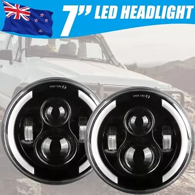 Pair Round LED Headlights Hi/Lo Sealed Beam DRL Turn Headlamps For GQ PATROL • $89.99