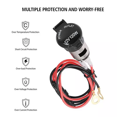 Cigarette Lighter Socket Metal 12V Power Receptacle W/ Wires For Car Auto Marine • $7.06