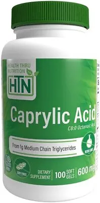 Health Thru Nutrition Caprylic Acid 600mg Softgels | Anti-Fungal Candida Cleanse • £26.49