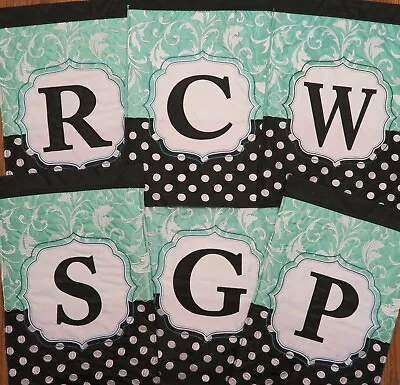 Monogram / CHOOSE LETTER Initial Green & Black Every Day Applique Garden Flag  • $15.99