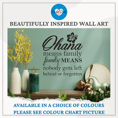 Home Wall Decal Stickers Ohana Means Family Lilo Stitch Vinyl Living Room Decor • £12.98