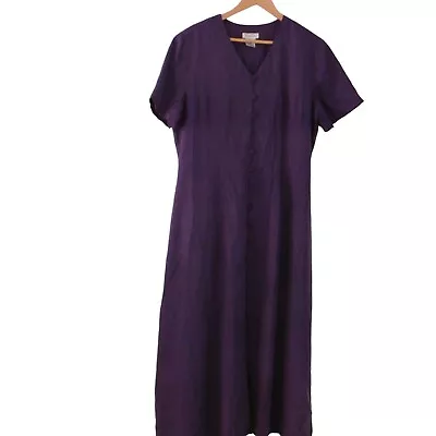 Talbots Womens Dress 100% Silk Long Maxi Short Sleeve Purple • $39.99