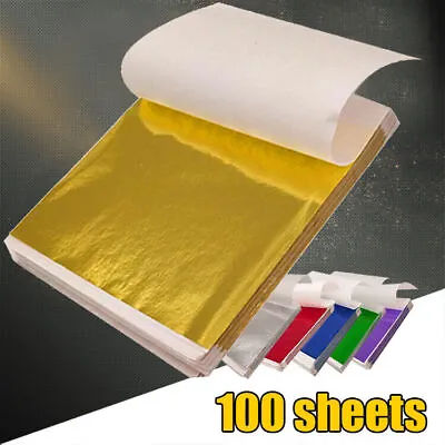 200 Sheets Leaf Foil Gilding Art Craft Metallic Transfer DIY Gold Silver Copper • £3.95