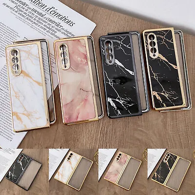 $23.37 • Buy For Samsung Galaxy Z Fold 3 4 Plating Marble Patterned Hybrid PC Slim Case Cover