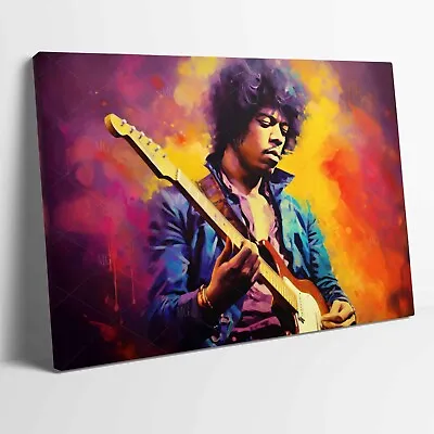 Jimi Hendrix Portrait Art Stretched Canvas Or Poster Print Wall Art ~ More Size • £12.99