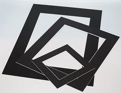 Black Photo Picture Frame Mounts Bevel Cut 1.4mm White Core Mount Board • £7.20