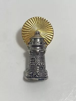 Avon Brooch Pin Lighthouse Silver And Gold Tone Petite Vintage Pinback Enamel • $9.95