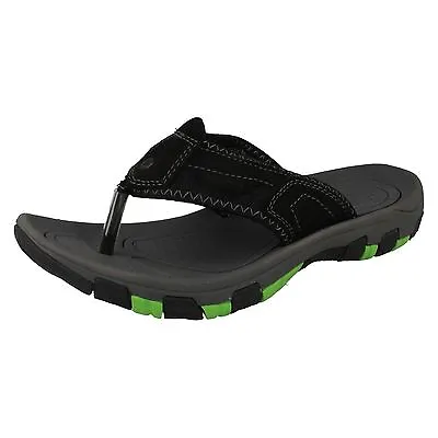 Northwest Territory 'Fiji' Mens Black Leather Toe Post Sandals • £19.99