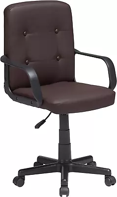 Executive Office Chair With Wheels&Armrests Mid Back PU Leather Adjustable He... • $82.99