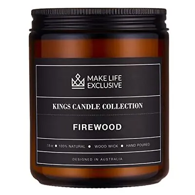 Scented Candles For Men | Firewood & Campfire Scented| Wood Wick Long Lasting • $27.39