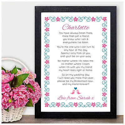Personalised Will You Be My Bridesmaid Maid Of Honour Flower Girl Poem Gifts • £13.95