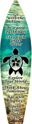 $14.48 • Buy Sea Turtle Swim Metal Surfboard Sign 17  X 4.5  ↔ Beach Pool Bar Home Wall Decor
