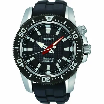 $399.99 • Buy NEW Seiko SKA511P2 Mens Watch Stainless Steel Sportura Kinetic Diver Black Dial 