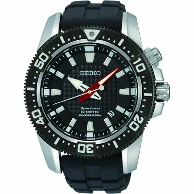 NEW Seiko SKA511P2 Mens Watch Stainless Steel Sportura Kinetic Diver Black Dial  • $399.99