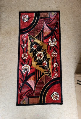 £24.99 • Buy Vintage 1960s French Velvet Rug -Silk Tapestry 119x54cm Floral Design Unused