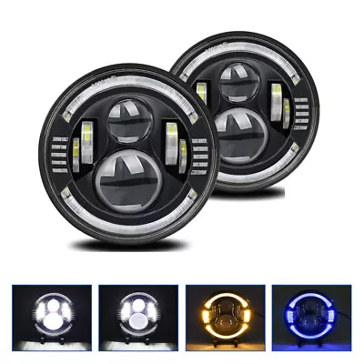 For Jeep Wrangler 7  Round Headlights LED Hi/Low Beam Lamp Yellow Blue Light • $55.87