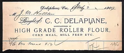 Delaplane VA C.C. Delaplane High Grade Roller Flour 1909 Billhead • $14.99