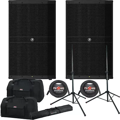 Mackie DRM215 1600W 15  Powered Speakers W/ Totes Stands Bag & Cables • $2099.99