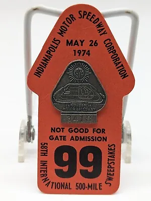 $61.68 • Buy 1974 Indy 500 Pit Pass Badge Pin On Original Card Indianapolis Speedway Ex!!!