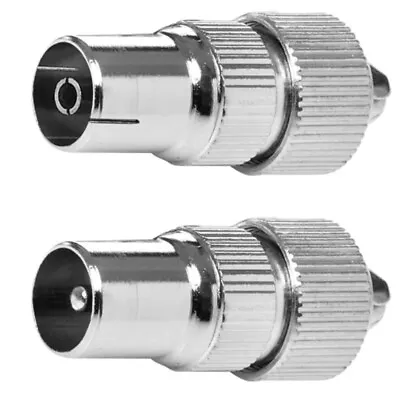 2x Tv Coaxial Cable Aerial Connectors Metal Male Female Adaptor Rf Lead Plug • £2.28