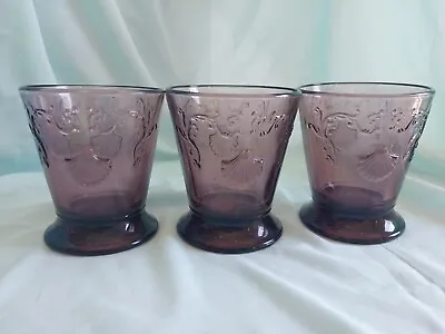 SET OF 3 Amethyst La Rochere Versailles Shell  4 H Tumbler Juice Bar Glasses  • $12