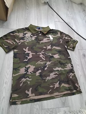 RALPH LAUREN Camouflage Polo T-shirt Size XL/TG 18-20 • £35