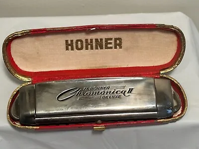 Vintage M. Hohner Chromonica II Deluxe Harmonica  C Scale 440A  & Case. • $39.99