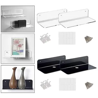 2Pieces Acrylic Floating Wall Mounted Shelves For Alarm Clock Wireless Speaker • £11.39