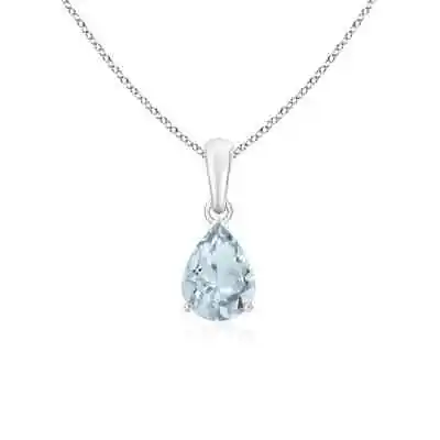 Pear-Shaped Aquamarine Solitaire Pendant In Silver (Grade- A Size- 8x6MM) • $278.10