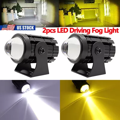 Pair LED Driving Fog Light Amber White Projector Lamp Headlight Motorcycle ATV • $12.14